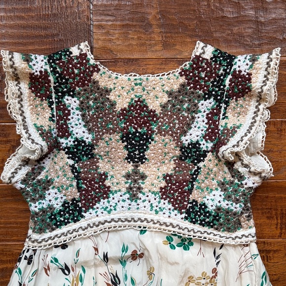 Anthropologie Crochet Floral Printed V Neck Maxi, 4P - Picture 9 of 13